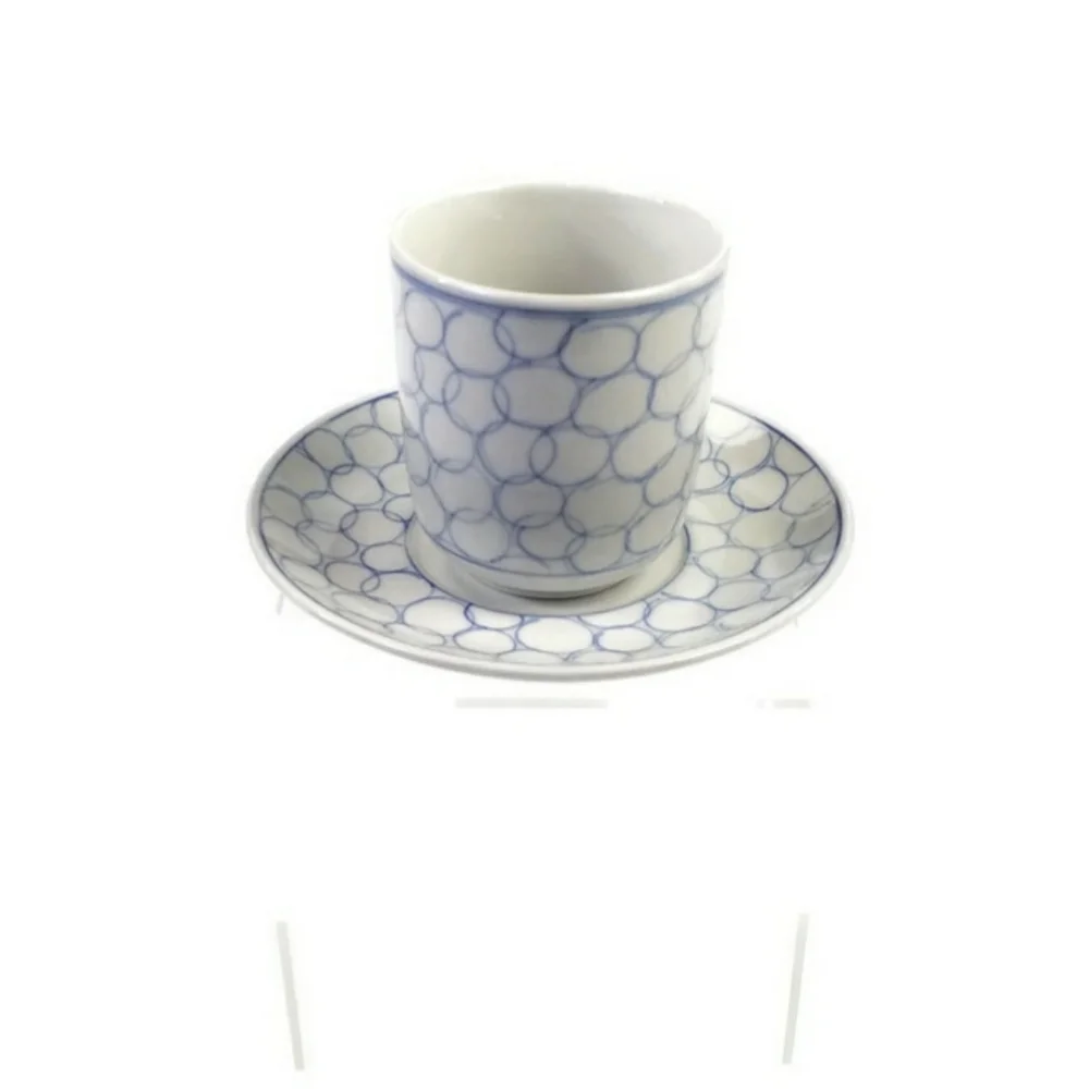 IKEA 17335 Blue Circle Coffee/Teacup with Saucer-2 Piece Replacement Set NEW